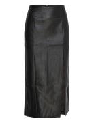 Dante Vegan Leather Midi Skirt Skirts Knee-length & Midi Skirts Black ...