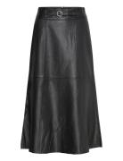 Slfella Hw Leather Skirt Skirts Knee-length & Midi Skirts Black Select...