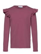 Alicia Mauve Tops T-shirts Long-sleeved T-Skjorte Purple POP & CO