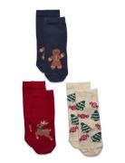 Sock 3 P Christmas Socks & Tights Socks Green Lindex