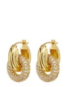 The Pave Interlock Hoops-Gold Accessories Jewellery Earrings Hoops Gol...