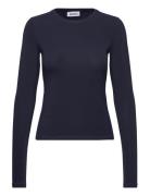 Slim Fitted Long Sleeve Tops T-shirts & Tops Long-sleeved Navy Weekday