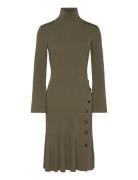 Polly Knitted Midi Dress Knælang Kjole Khaki Green Malina