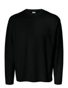 Slhlooseoscar Ls O-Neck Tee Noos Tops T-Langærmet Skjorte Black Select...