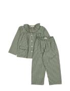 Pajama Frill Set Pyjamassæt Green MarMar Copenhagen