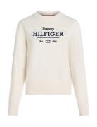 Logo C-Neck Sweater Ls Tops Knitwear Jumpers Cream Tommy Hilfiger