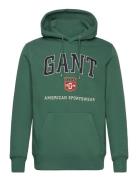 Graphic Hoodie Tops Sweatshirts & Hoodies Hoodies Green GANT