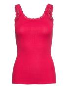 Rwbabette Sl Deep Back Lace Top Tops T-shirts & Tops Sleeveless Red Ro...