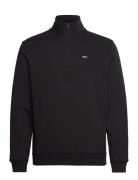 Tjm Reg Fleece 1/4Zip Mock Neck Tops Knitwear Half Zip Jumpers Black T...