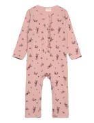 Suit Ls Aop Rib Langærmet Body Pink Minymo