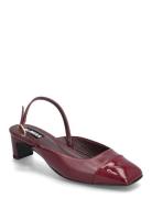 Lindy Leather Pumps Shoes Sling Backs Heeled Slingbacks Burgundy ALOHA...