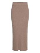 Rib Skirt Lang Nederdel Beige Davida Cashmere