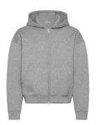 Scuba Zip Hoodie Tops Sweatshirts & Hoodies Hoodies Grey Weekday