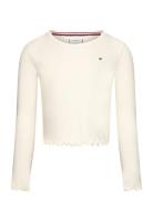 Slub Knit Top Ls Tops T-shirts Long-sleeved T-Skjorte Cream Tommy Hilf...