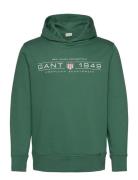 Graphic Hoodie Tops Sweatshirts & Hoodies Hoodies Green GANT