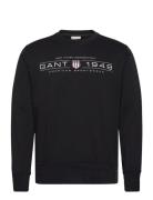 Graphic C-Neck Sweat Tops Sweatshirts & Hoodies Sweatshirts Black GANT