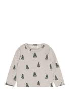 T-Shirt Ls Aop Sweat Tops T-shirts Long-sleeved T-Skjorte Grey Minymo