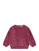 Sweatshirt Ls Aop Velour Tops Sweatshirts & Hoodies Sweatshirts Pink M...