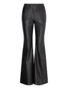 Flared Leather Trousers Bottoms Trousers Leather Leggings-Bukser Black...