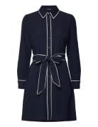 Two-T Belted Georgette Shirtdress Kort Kjole Navy Lauren Ralph Lauren