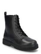 Lace-Up Leather Ankle Boots Boots Støvler Black Mango