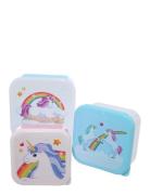 Set Of 3 Lunch Box S/M/L Home Meal Time Lunch Boxes Multi/patterned Pu...