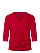 Surplice Jersey Top Tops T-shirts & Tops Long-sleeved Red Lauren Women