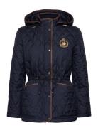 Crest-Patch Quilted Hooded Jacket Quiltet Jakke Navy Lauren Ralph Laur...