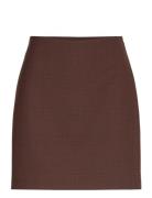 Glen Plaid Wool-Blend Pencil Miniskirt Skirts Short Skirts Brown Laure...