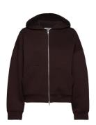 Over D Scuba Zip-Hoodie Tops Sweatshirts & Hoodies Hoodies Brown Weekd...