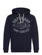 Lo-Fi Outdoors Relaxed Hood Tops Sweatshirts & Hoodies Hoodies Navy Su...