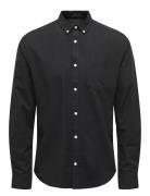 Onsalvaro Ls Oxford Shirt Tops Shirts Casual Black ONLY & SONS