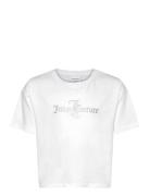 Glitter & Diamante Boxy Ss Tee Tops T-Kortærmet Skjorte White Juicy Co...