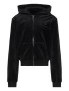 Tonal Embro Velour Zip Thru Hoodie Tops Sweatshirts & Hoodies Hoodies ...