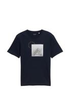 T-Shirt With Photoprint Tops T-Kortærmet Skjorte Navy Tom Tailor