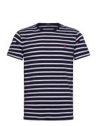 Custom Slim Fit Striped Jersey T-Shirt Tops T-Kortærmet Skjorte Navy P...