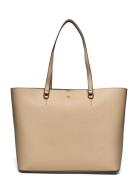 Crosshatch Leather Large Karly Tote Shopper Taske Beige Lauren Ralph L...