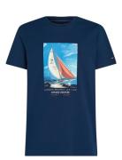 Hilfiger Color Photo Print Tee Tops T-Kortærmet Skjorte Navy Tommy Hil...