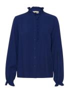 Crvenea Shirt Tops Shirts Long-sleeved Blue Cream