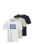 Jjcolton Tee Ss Crew Neck 3Pk Mp Tops T-Kortærmet Skjorte White Jack &...