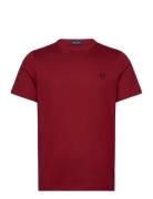 Ringer T-Shirt Tops T-Kortærmet Skjorte Burgundy Fred Perry