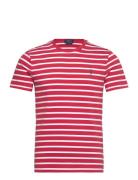 Custom Slim Fit Striped Jersey T-Shirt Tops T-Kortærmet Skjorte Red Po...