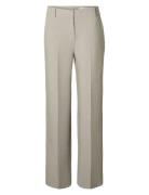 Slfrita Mw Wide Pant Mel Noos Bottoms Trousers Straight Leg Beige Sele...