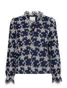 Ihfluna Ls Tops Blouses Long-sleeved Navy ICHI