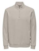 Onsceres Half Zip Sweat Tops Sweatshirts & Hoodies Sweatshirts Cream O...