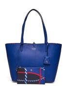 Faux-Leather Reversible Tote Bag Shopper Taske Blue Lauren Ralph Laure...