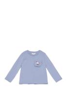 Patch Pocket T-Shirt Tops T-shirts Long-sleeved T-Skjorte Blue Mango