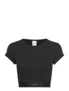 Rib Crop Tee Tops Crop Tops Short-sleeved Crop Tops Black Calvin Klein