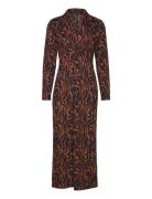 Zaria Textured Midi Dress Knælang Kjole Brown French Connection