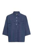 Soft Denim Hera Shirt Tops Shirts Short-sleeved Blue Mads Nørgaard